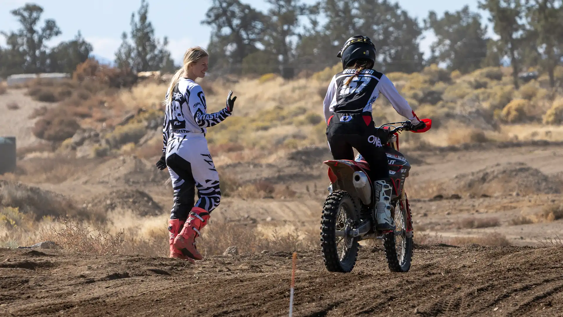 Rider practicing clutch control on a dirt bike